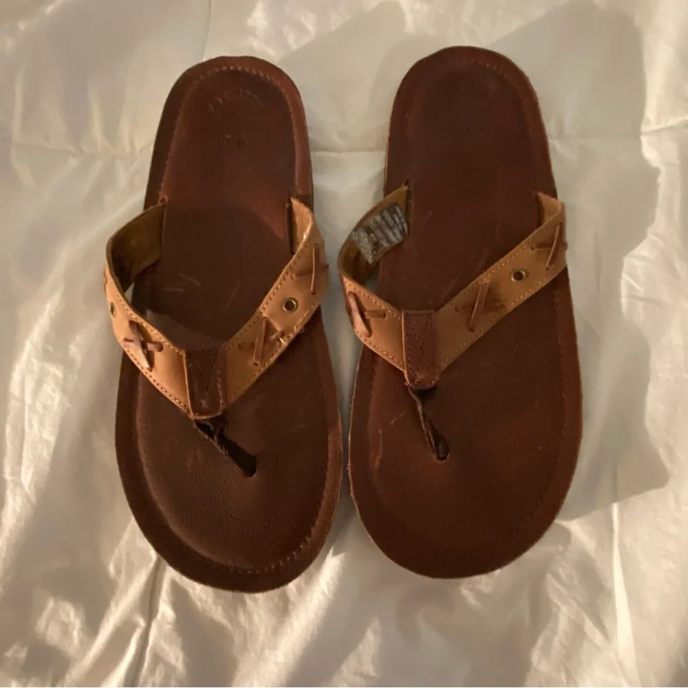 Gap Brown Leather Flip Flops
